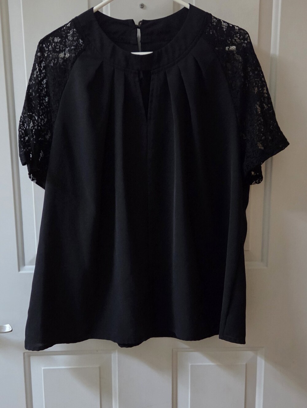 Shein Black Lace-Sleeve Blouse   NWOT 1XL